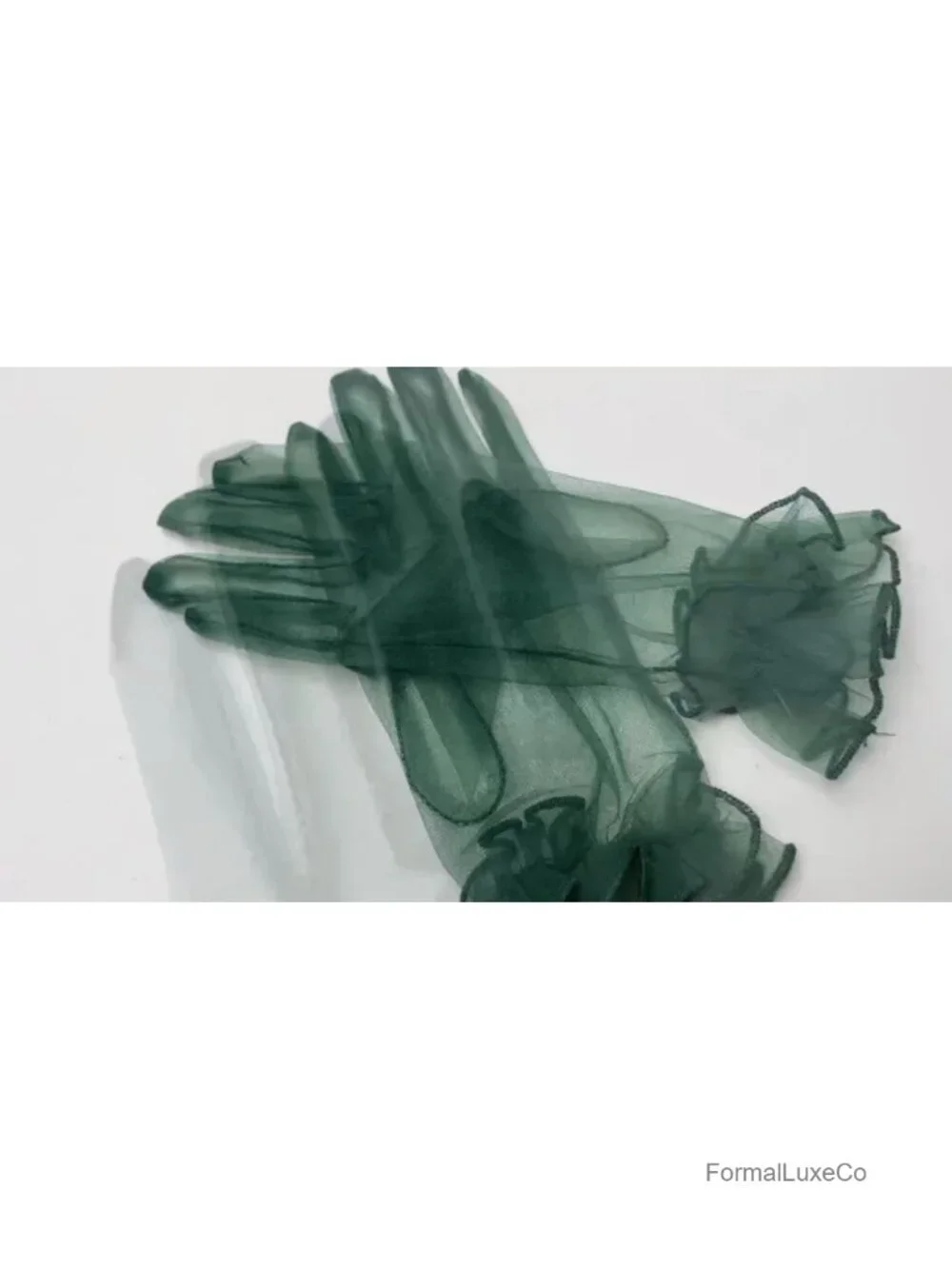 Women's Ruffled Tulle Mesh Gloves Wedding Prom Evening Gloves One Size